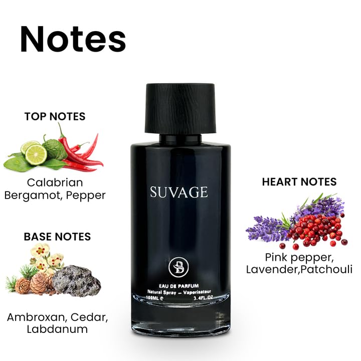 Suvage Eau De Parfum Natural Spray for Men - 100ml (3.4 OZ) - Image 3